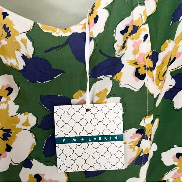 NWT Pim‎ + Larkin Women’s Strapless Floral Mini Dress Green Yellow Size Small - Picture 9 of 11